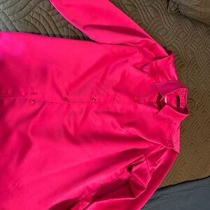 The Kooples Women's Hot Pink Satin Button-Up Blouse